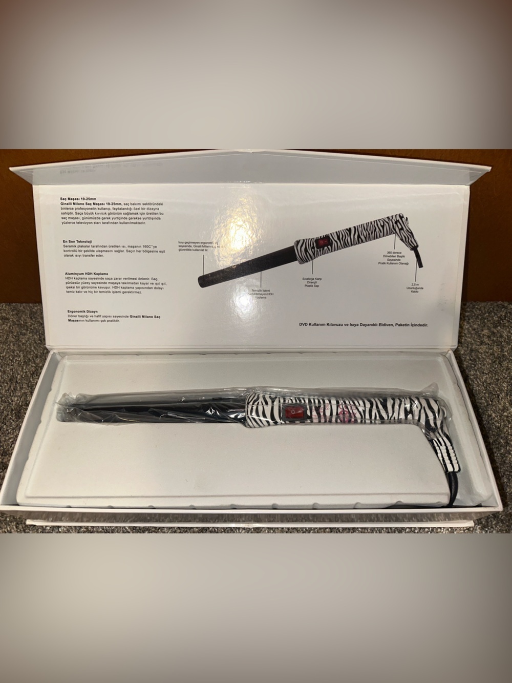 Ginalli Milano zebra Print curling wand - Black & White